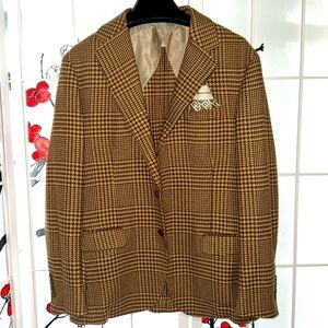 Polo Tailored Plaid Tick-Weave Jacket
 in beige. Only worn once. Sz M